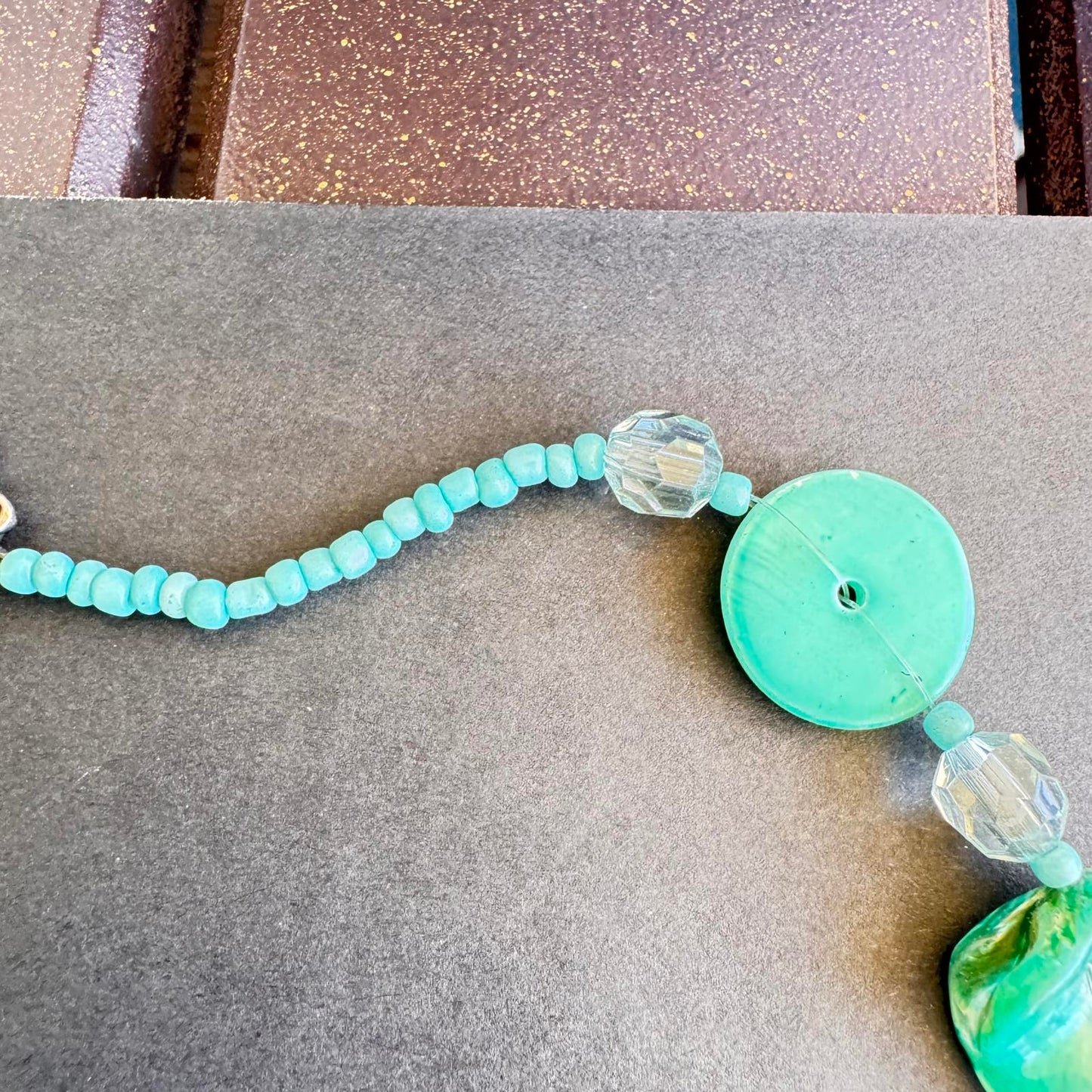 Elegant Turquoise Color Shell Beaded Necklace Beachy Boho