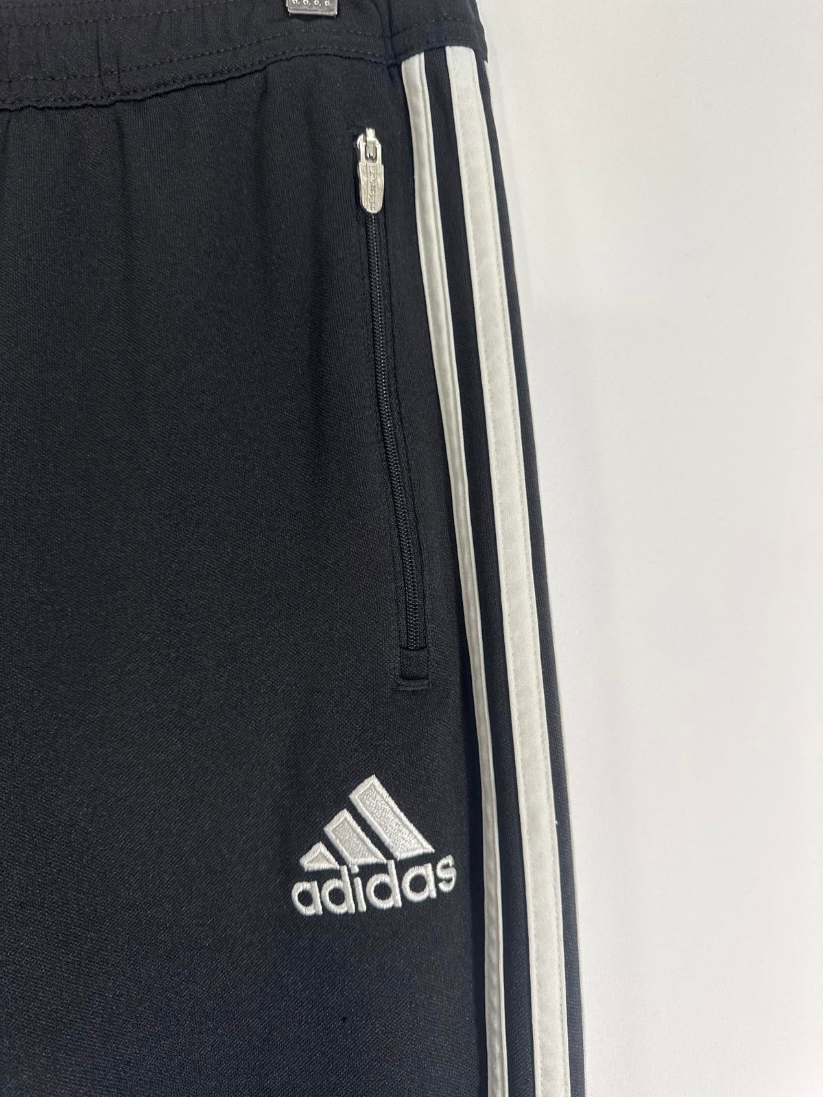 Adidas Women’s Climalite Track Pants – Size YL (14) Black/White Stripes #48 Logo