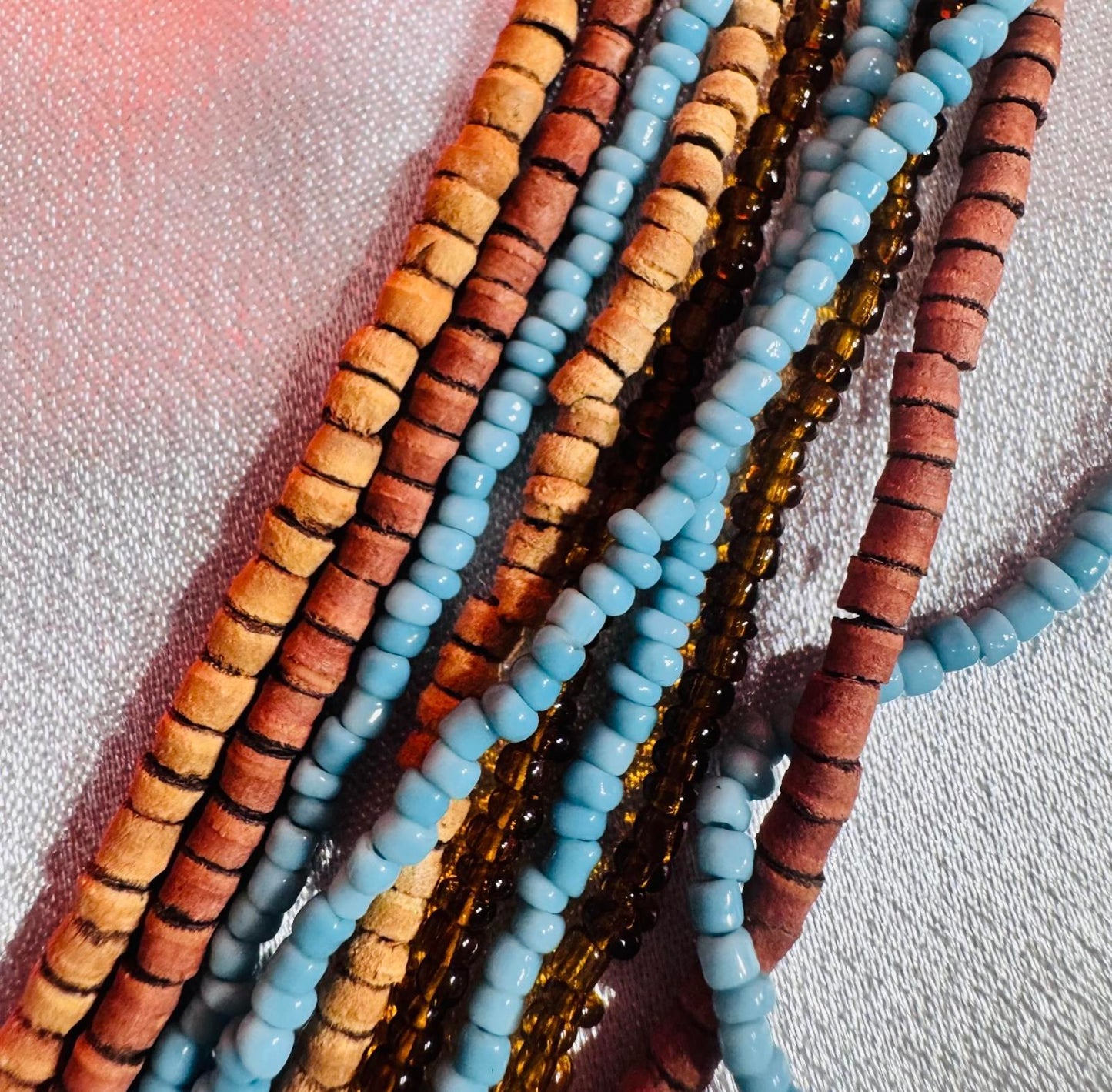 Boho Multilayer Beaded Necklace with Wooden Accents