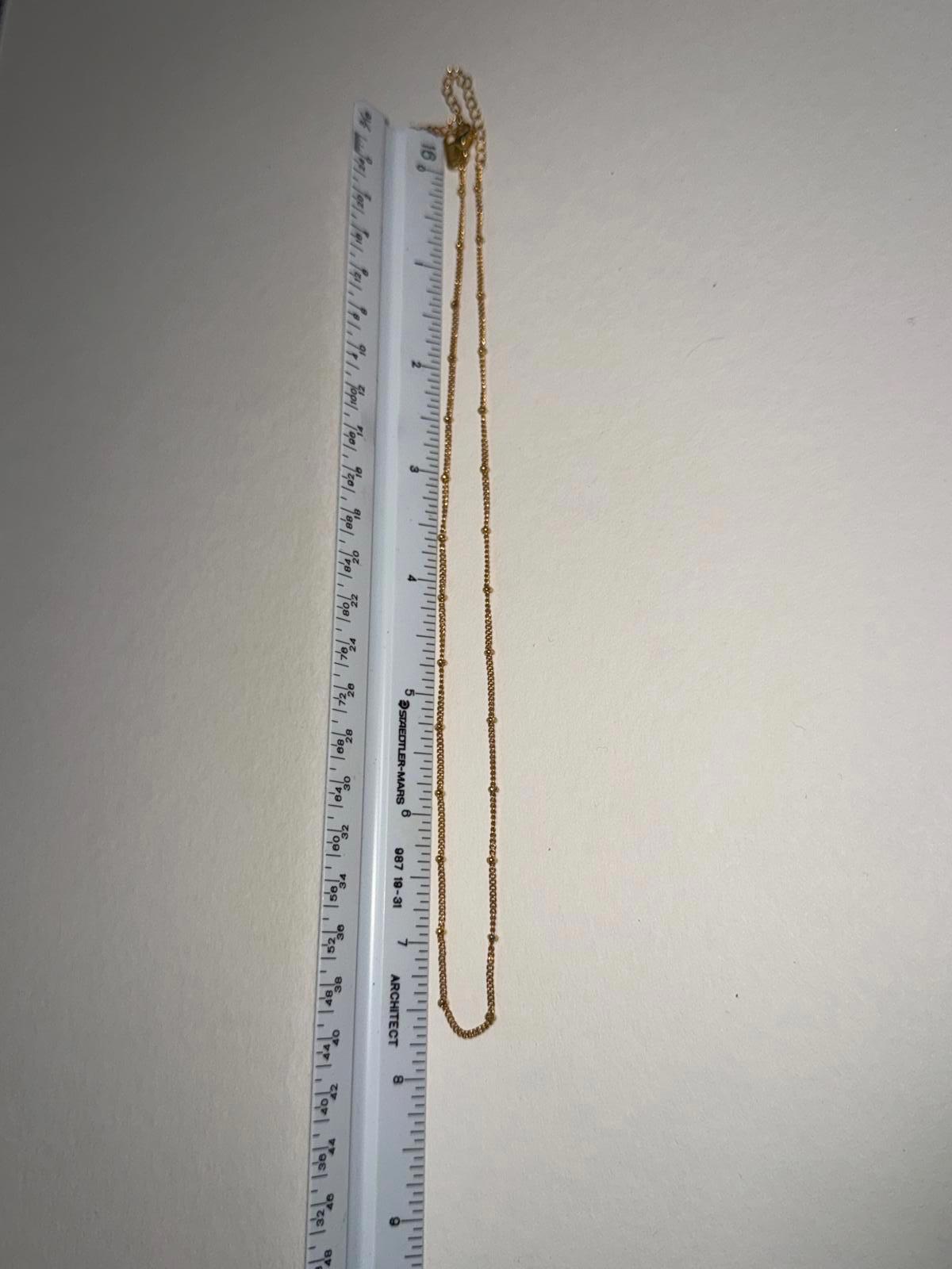 Signed P&G Gold Tone Beaded Chain Necklace – 18-20” Vintage Dainty Layering