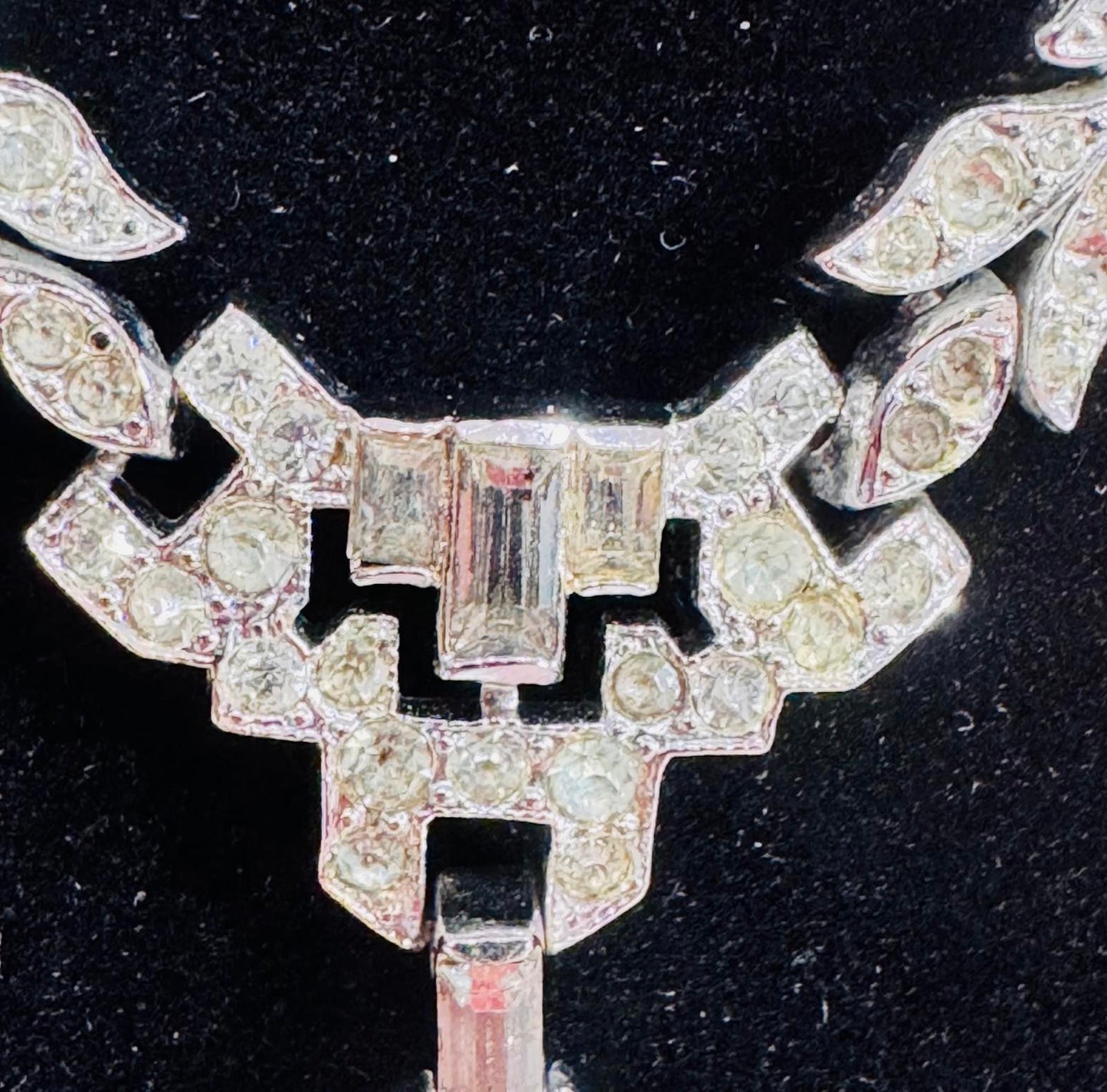 Vintage Rhinestone Necklace with Pendant