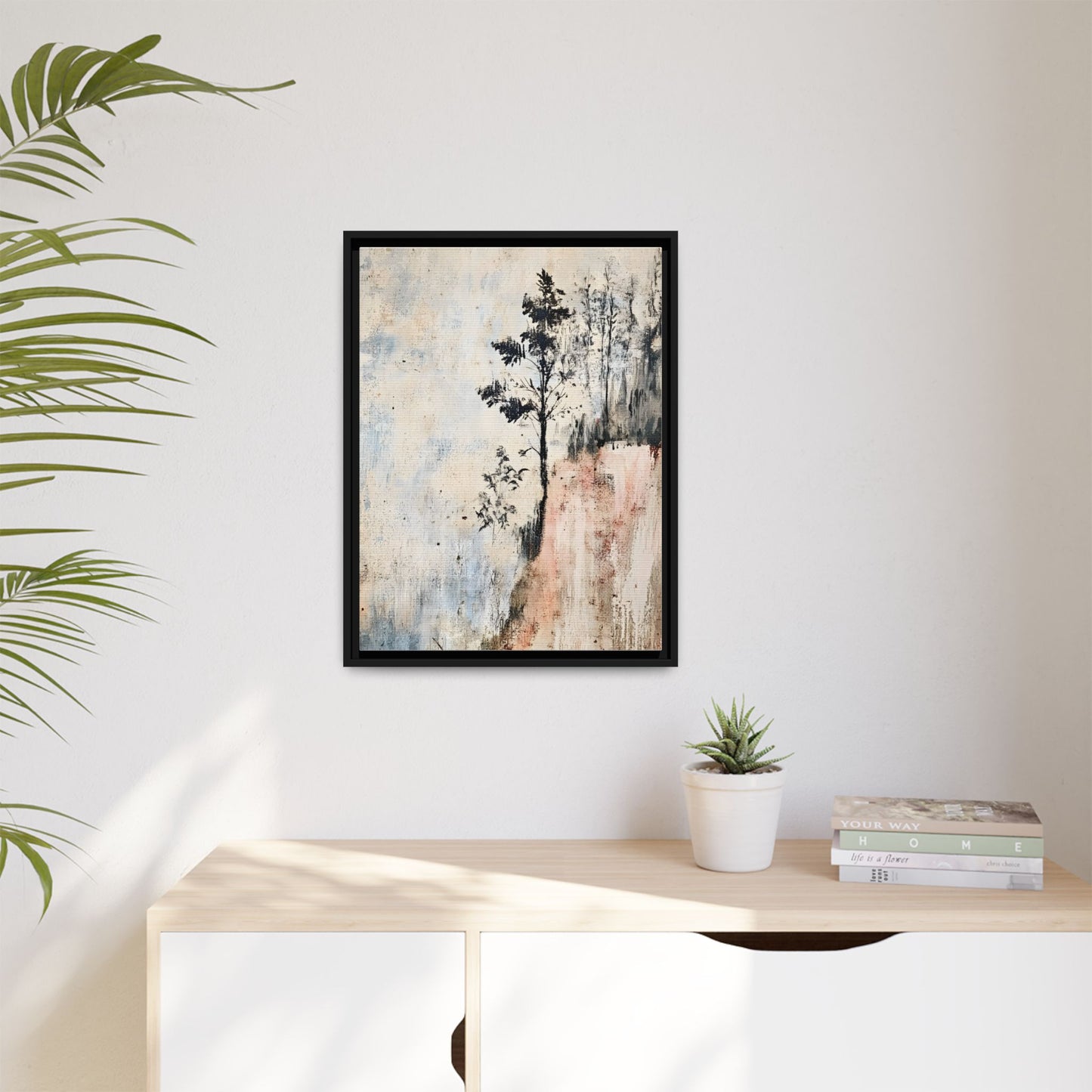 Muted Abstract Nature Art Framed Matt Canvas Art