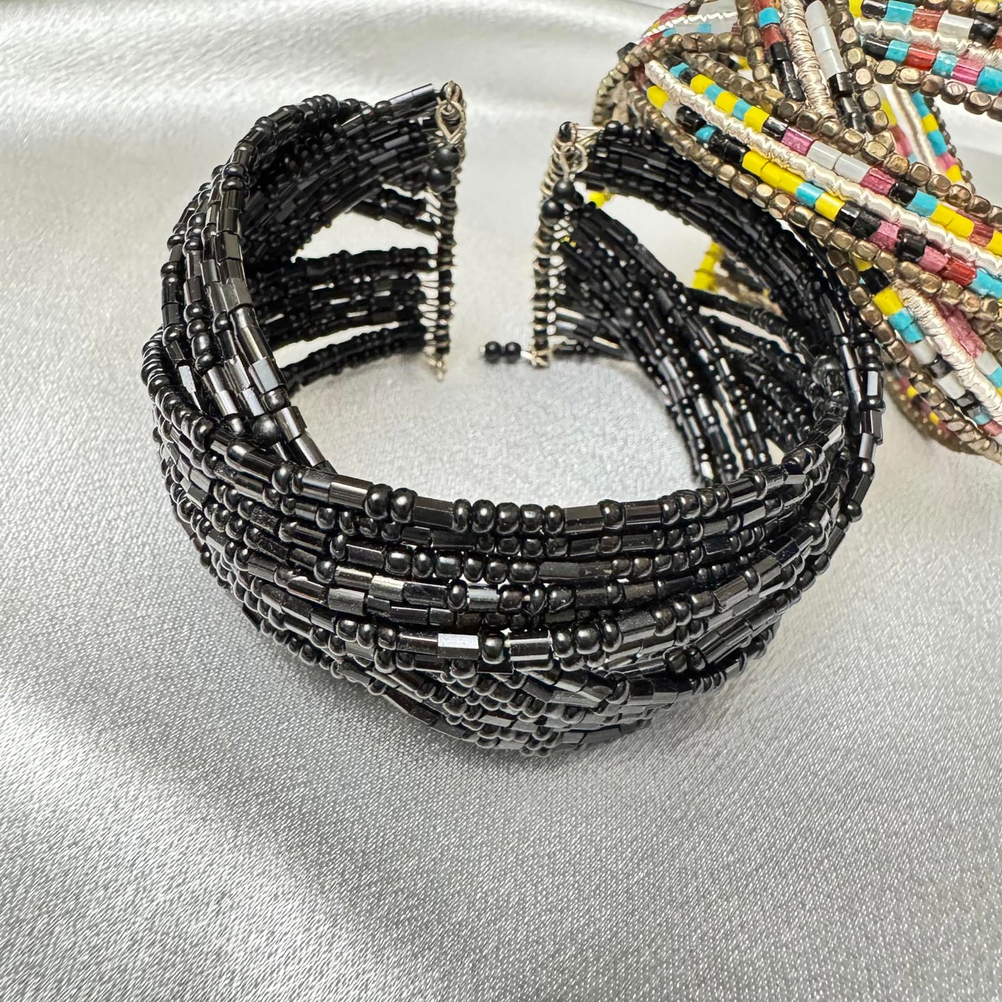 Handcrafted Beaded Cuff Bracelets Set of 2- Colorful & Elegant! BoHo Style