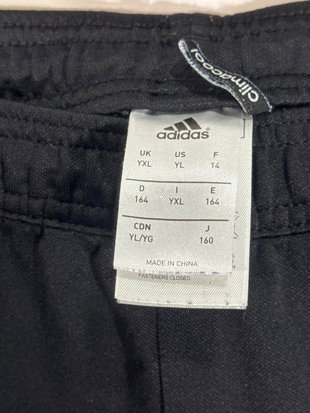Adidas Women’s Climalite Track Pants – Size YL (14) Black/White Stripes #48 Logo