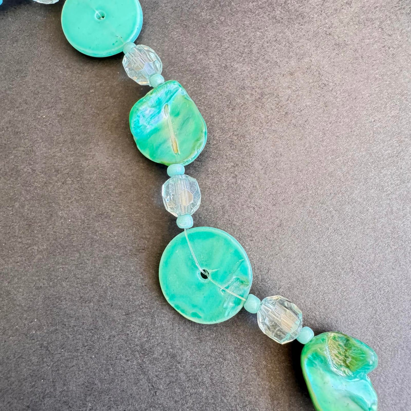 Elegant Turquoise Color Shell Beaded Necklace Beachy Boho