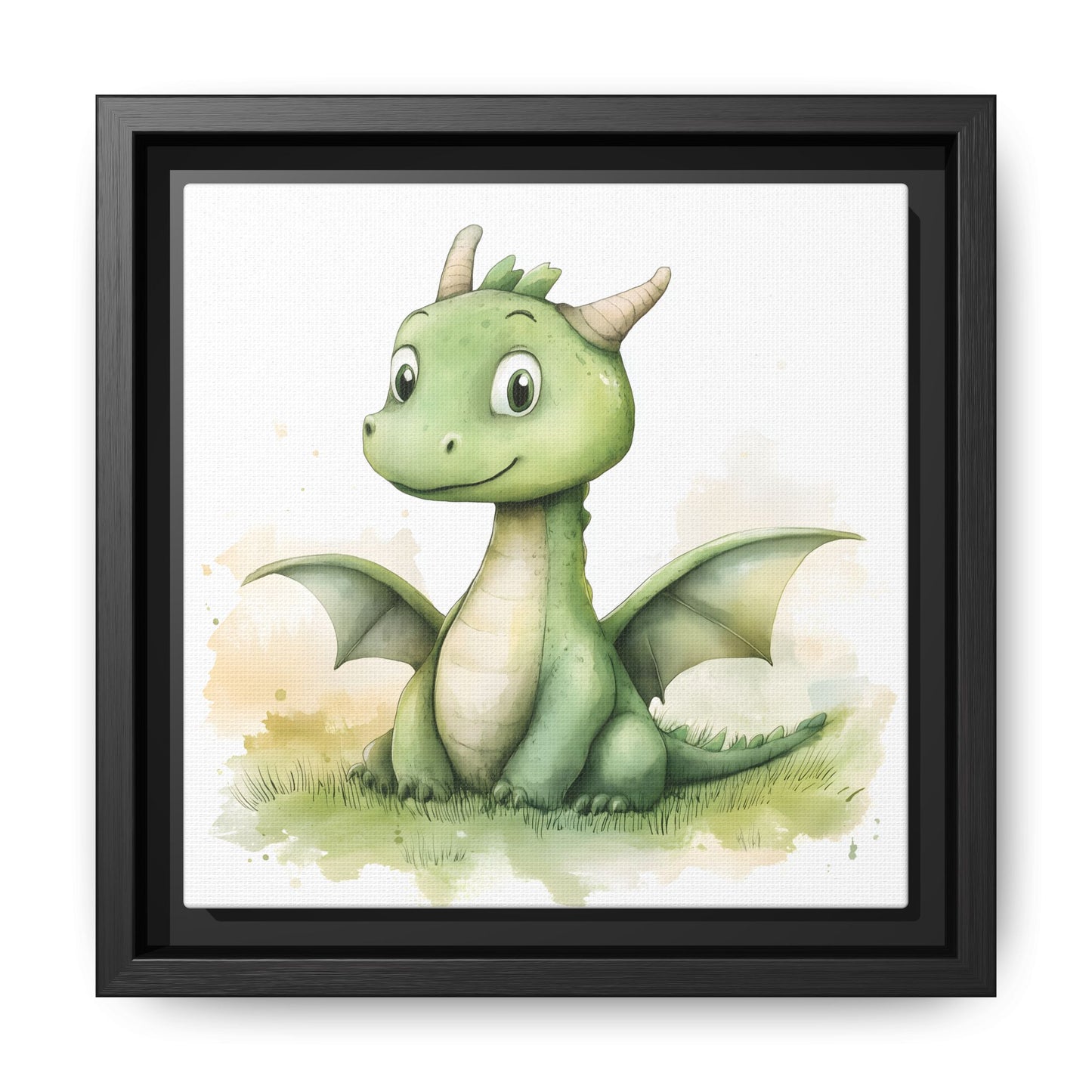 Cute Dragon Matte Canvas Wall Art - Framed Decor for Kids' Rooms