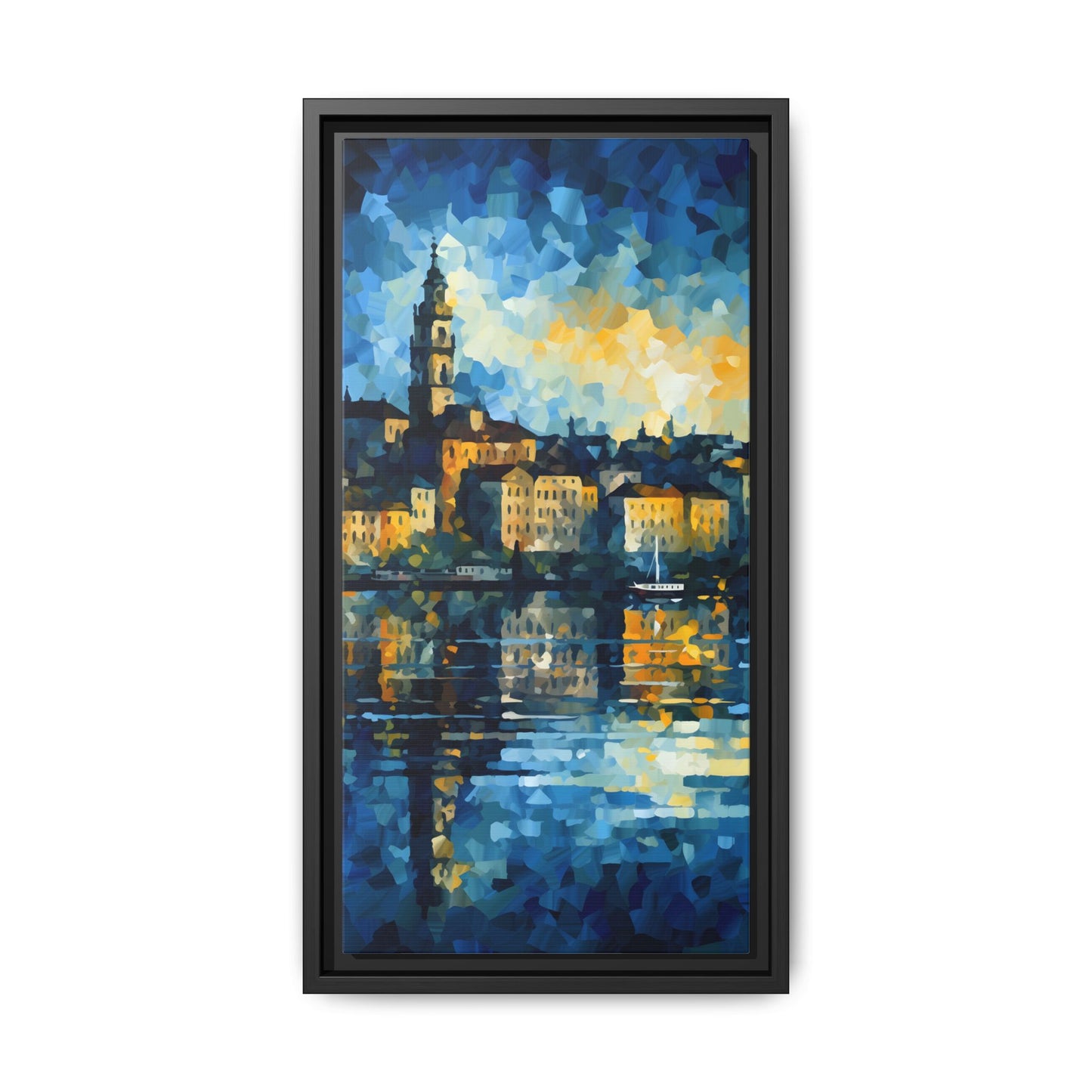 Colorful Framed Matte Canvas Art - Vibrant Cityscape Wall Decor