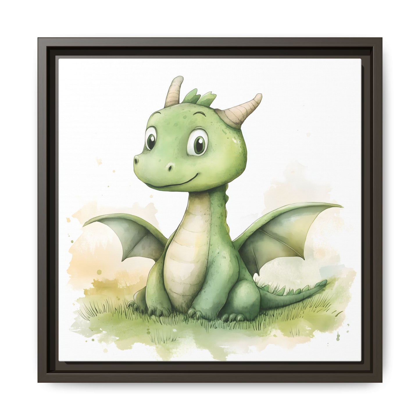 Cute Dragon Matte Canvas Wall Art - Framed Decor for Kids' Rooms