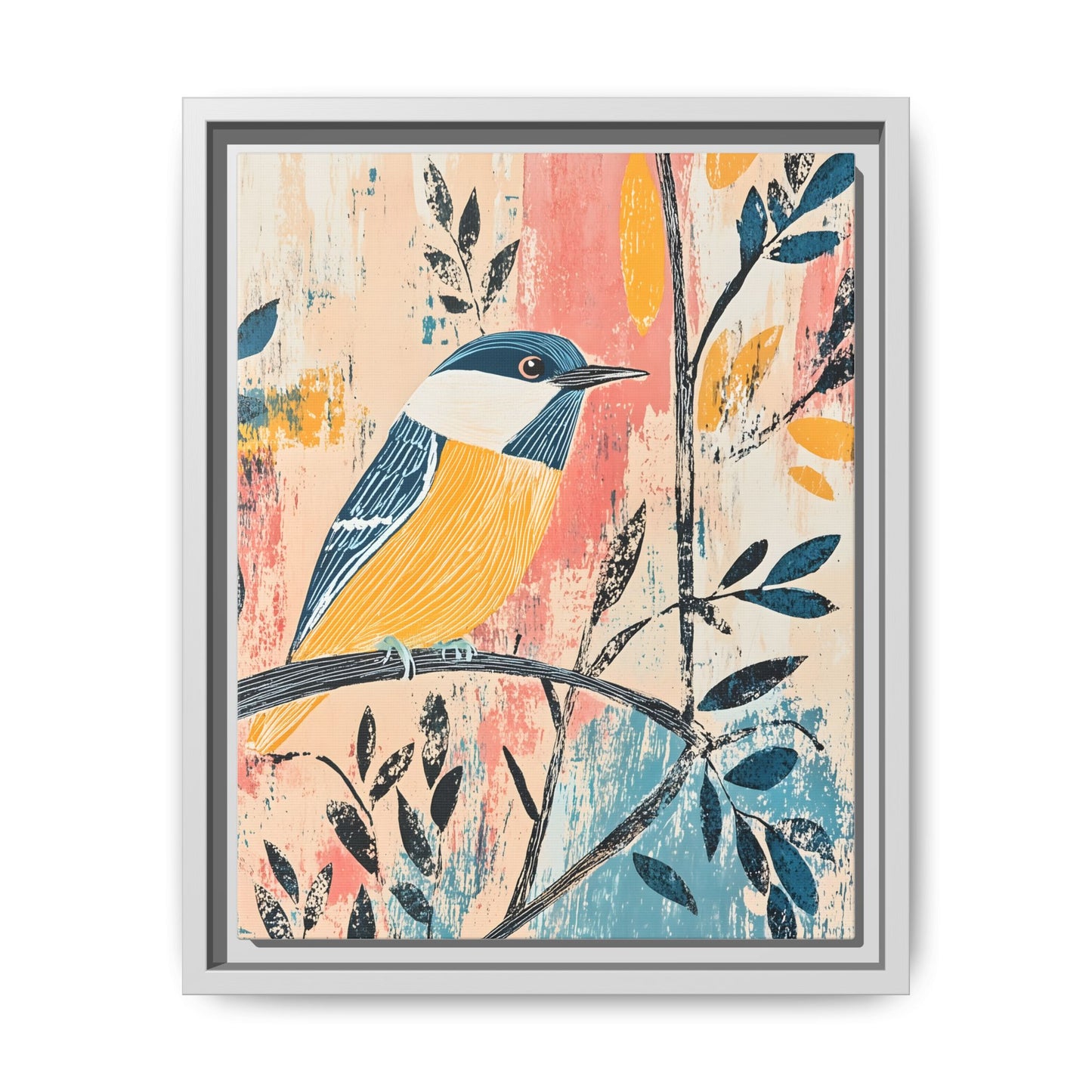 Colorful Bird Wall Art Print - Matte Canvas Framed Decor