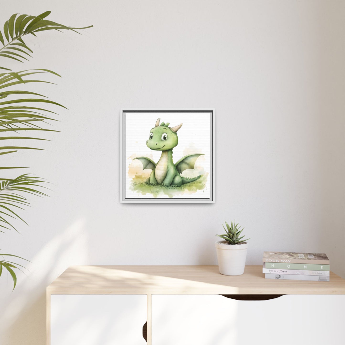 Cute Dragon Matte Canvas Wall Art - Framed Decor for Kids' Rooms