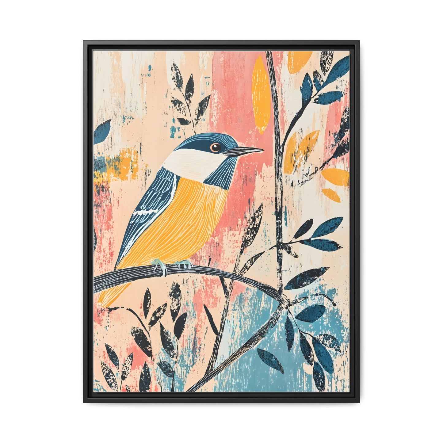 Colorful Bird Wall Art Print - Matte Canvas Framed Decor