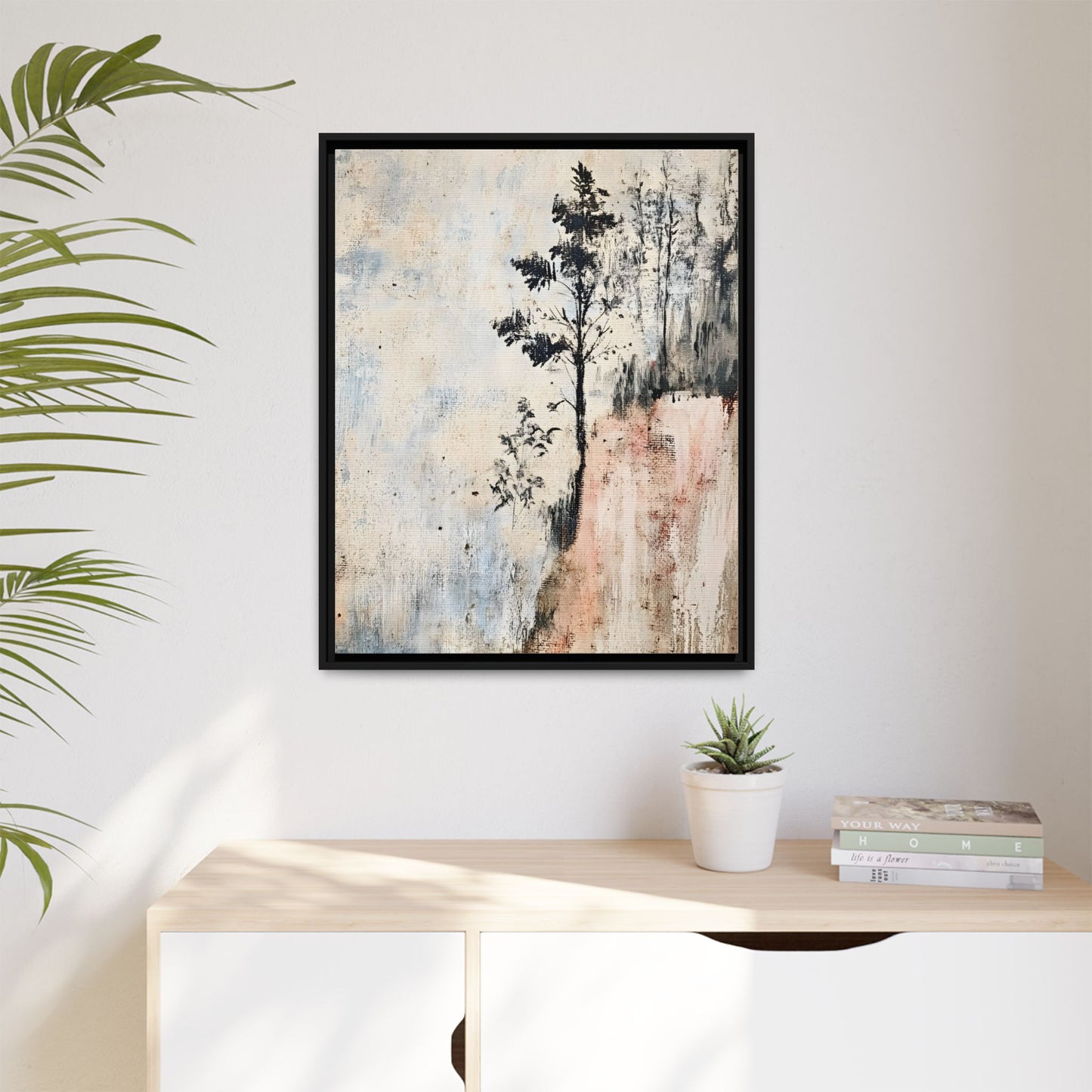 Muted Abstract Nature Art Framed Matt Canvas Art