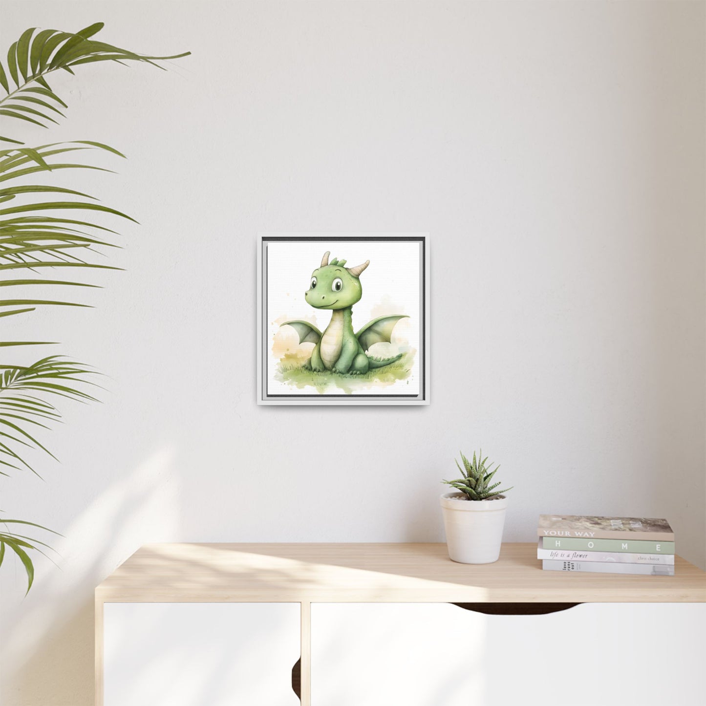 Cute Dragon Matte Canvas Wall Art - Framed Decor for Kids' Rooms