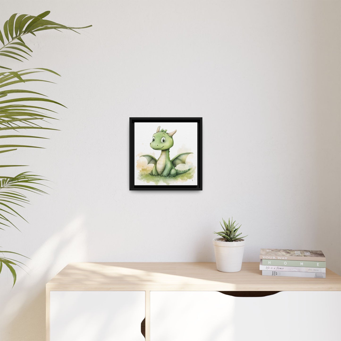 Cute Dragon Matte Canvas Wall Art - Framed Decor for Kids' Rooms