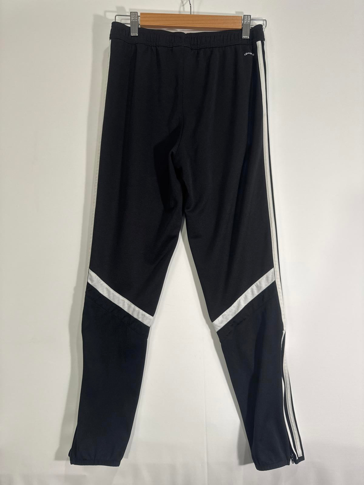 Adidas Women’s Climalite Track Pants – Size YL (14) Black/White Stripes #48 Logo