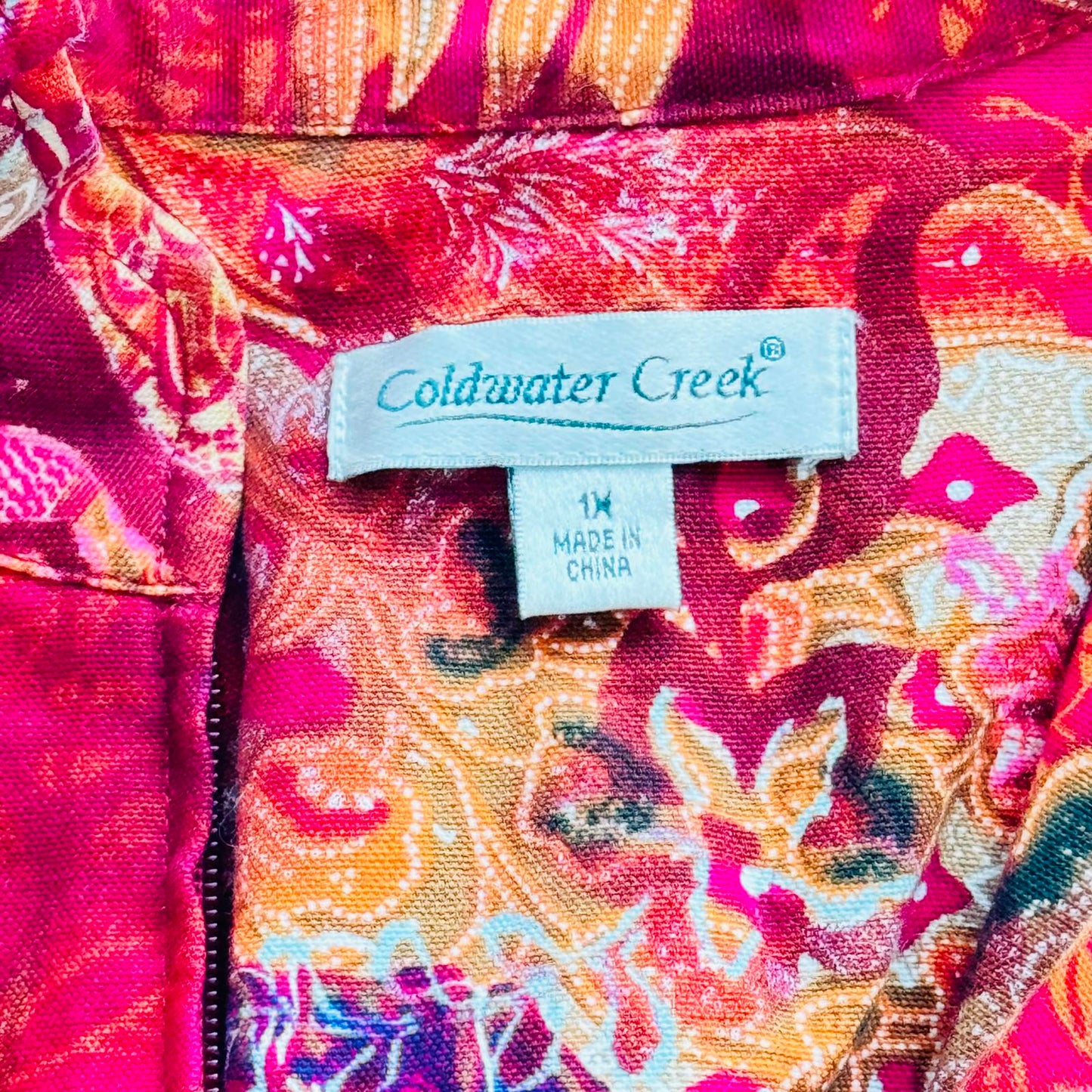 Coldwater Creek Patchwork Jacket Women’s 1X Button Front 100% Cotton Boho Artsy