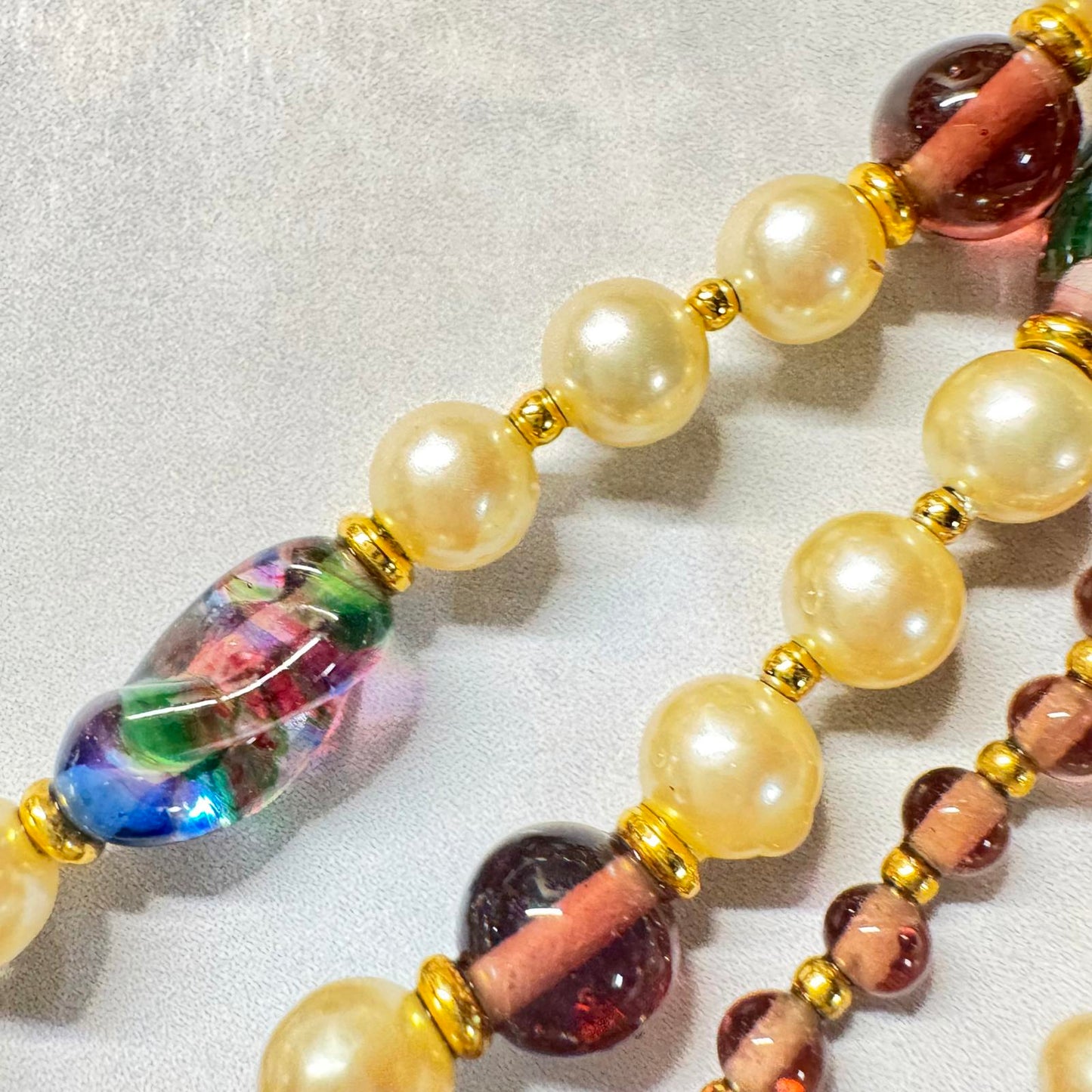 Vintage Marvella Multi-Strand Faux Pearl and Glass Bead Necklace