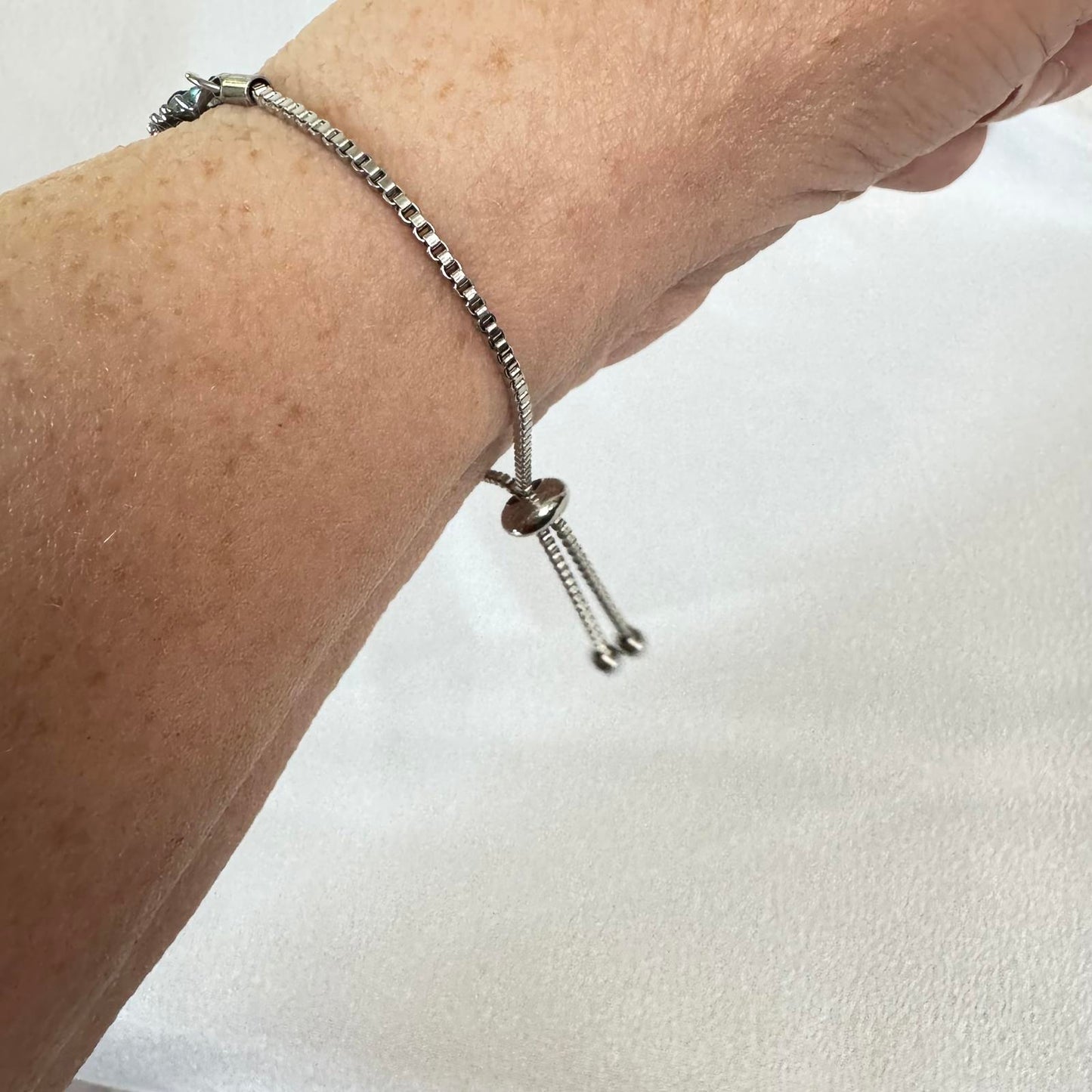 Adjustable Cat Bracelet with Multicolor Rhinestones – Silver Tone Box Chain Cute