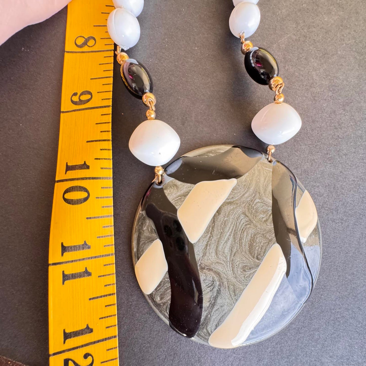 Elegant Multi-Colored Beaded Necklace with Statement Enamel Pendant