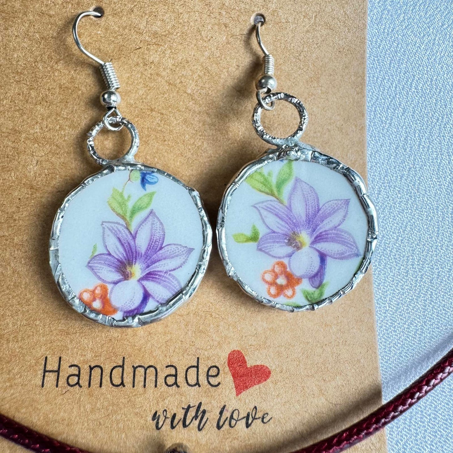 Vintage China Jewelry Set – Pendant & Earrings – Handmade Gift