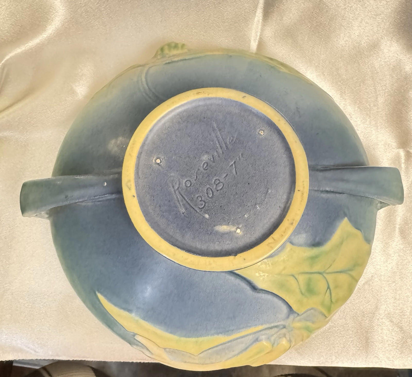 Roseville Thorn Apple Blue 308-7" Bowl Planter c. 1930’s