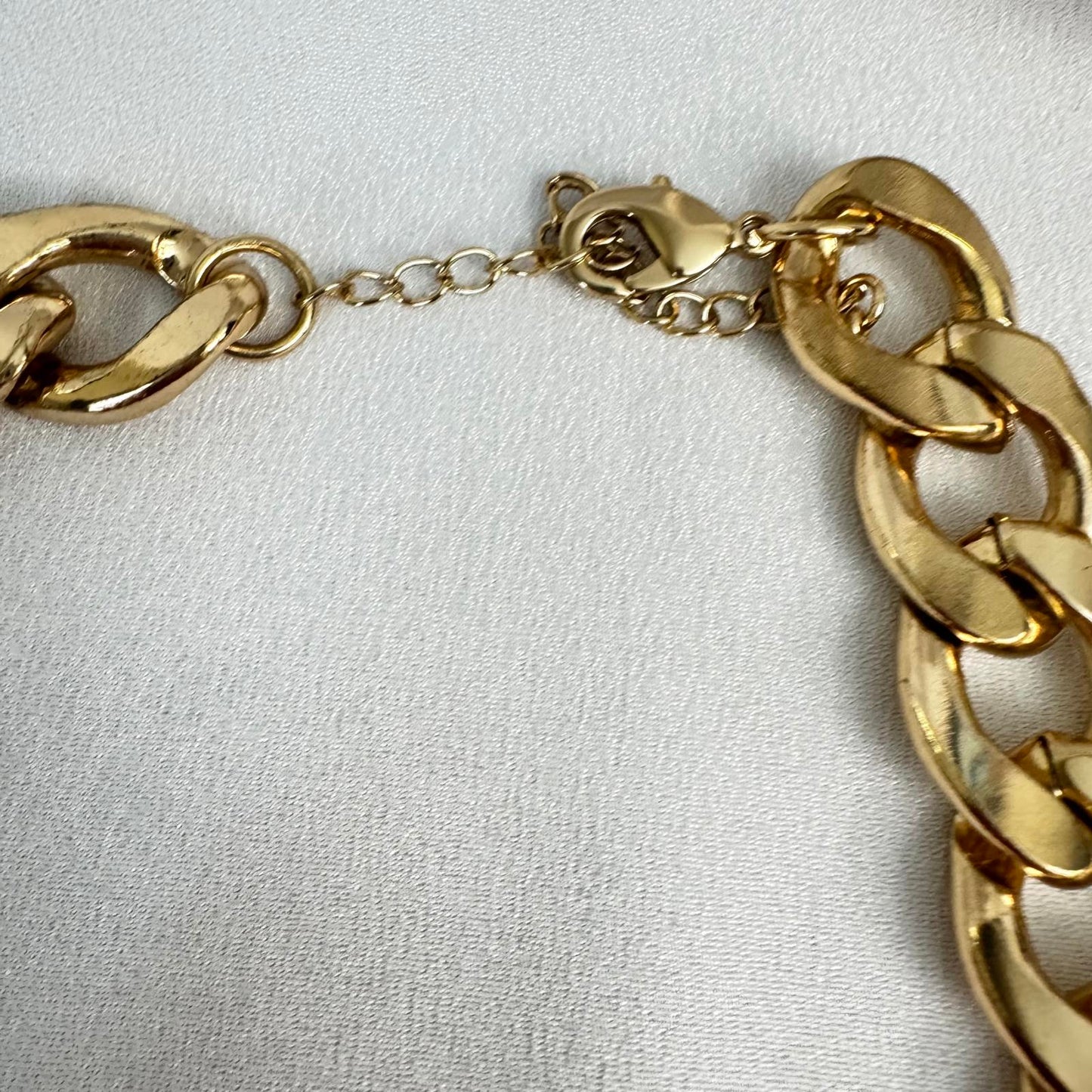 Chunky Coral Link Statement Necklace with Gold Chain - Bold Fashion Jewelry