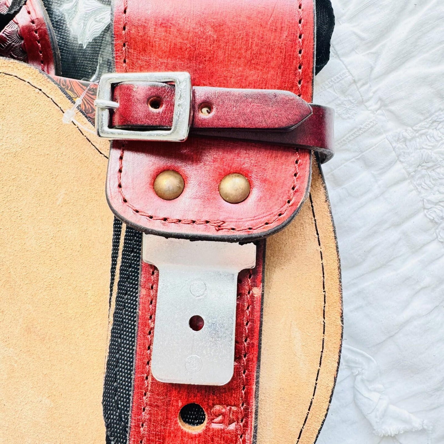 HILASON Replacement Youth Fenders Short Western Saddle Burgundy Red | Leather