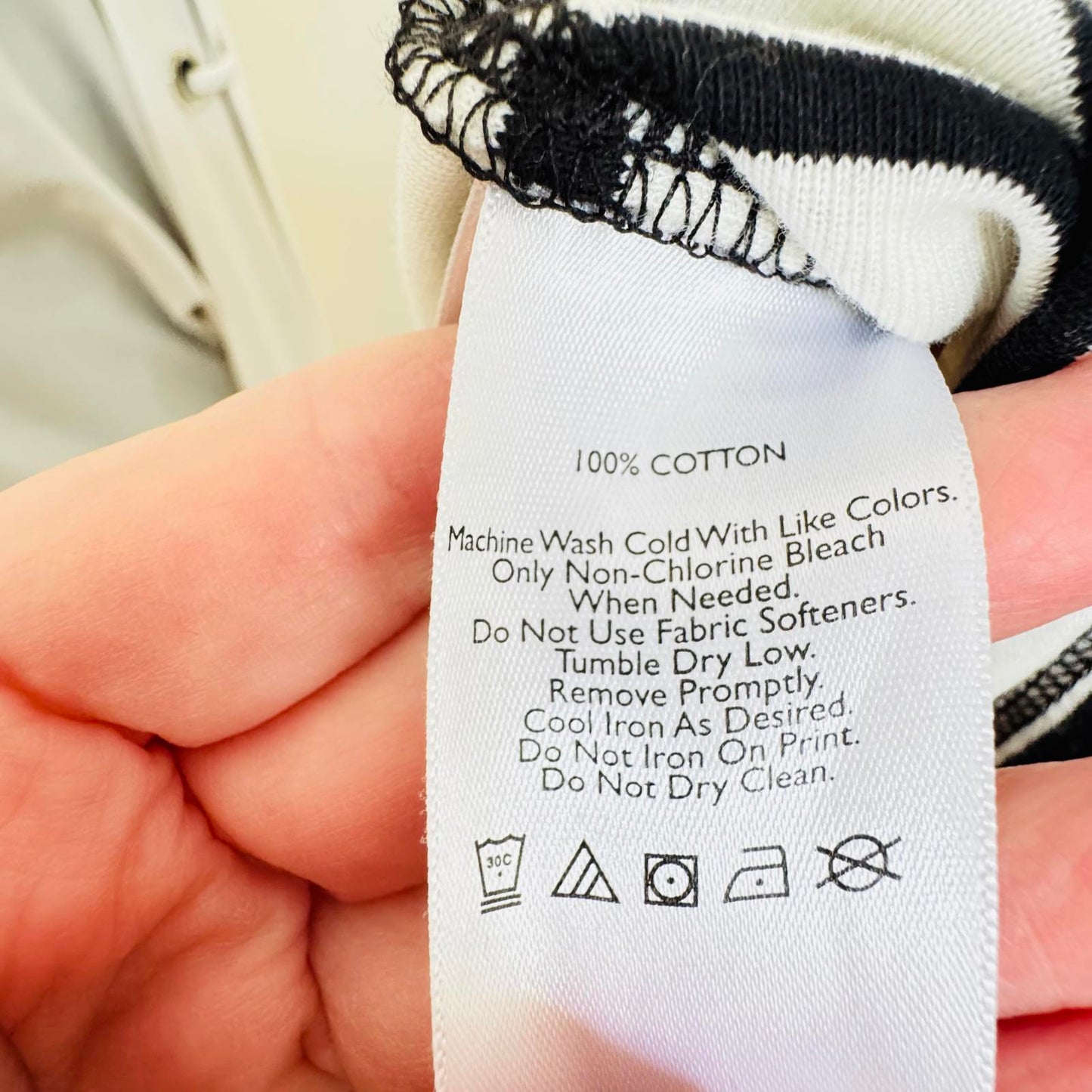 Eddie Bauer Striped Shirt Women’s M White Black 3/4 Sleeve Cotton Henley Tee Top