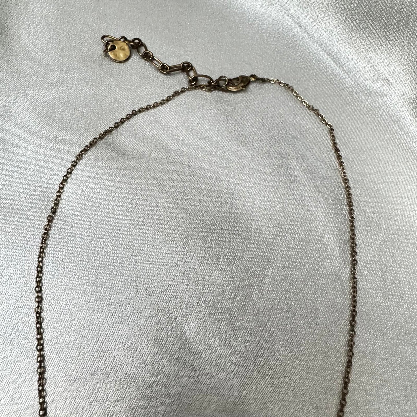Boho Gold Tone Circle Necklace With Bead Accents with Chain Closure