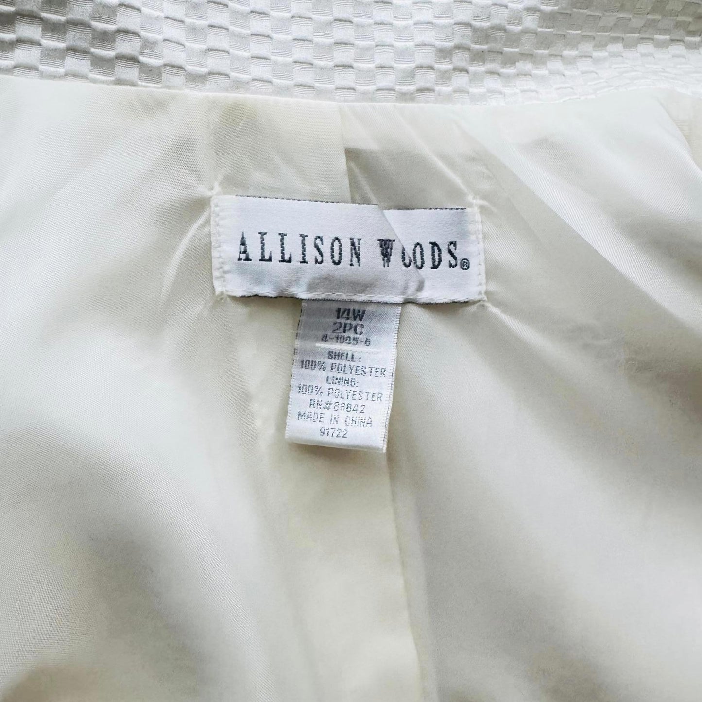 Allison Woods Buttercream White Blazer Women’s 14W Textured Jacket Career Chic
