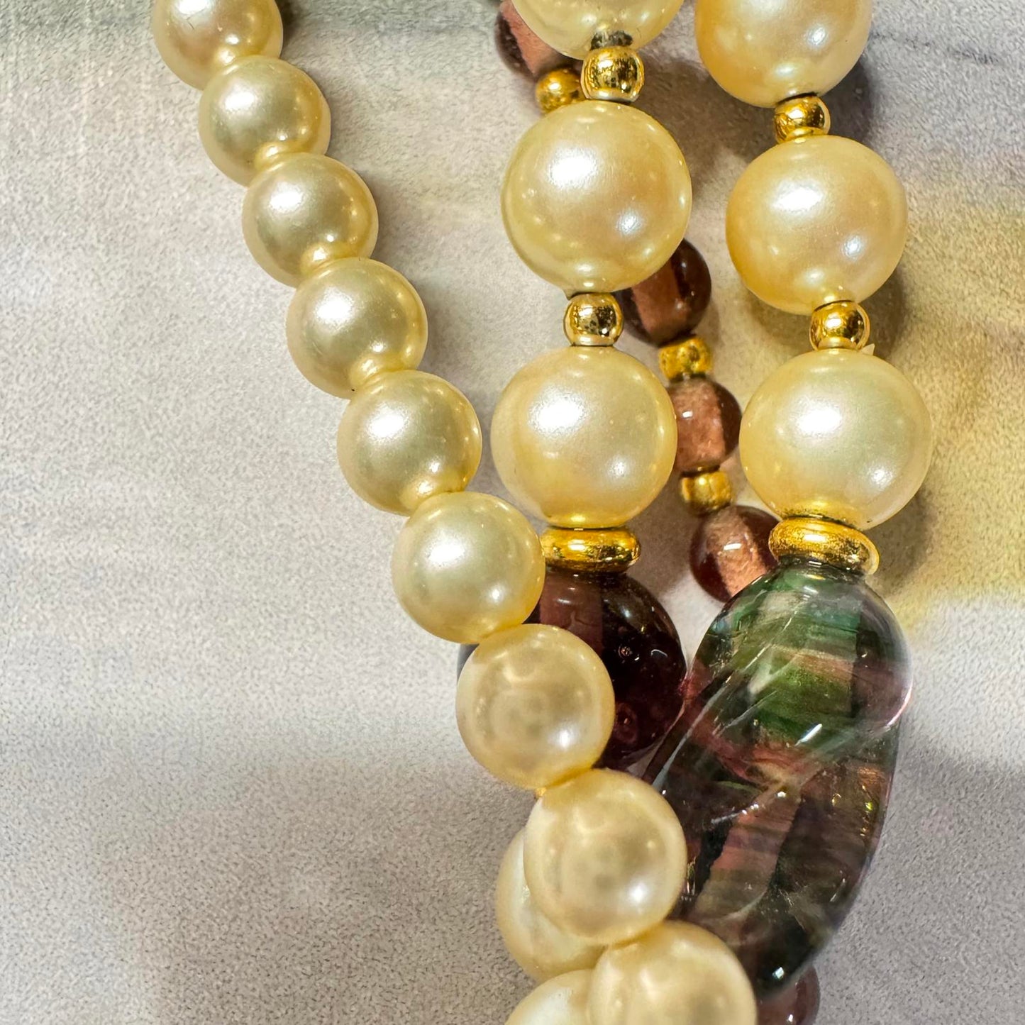 Vintage Marvella Multi-Strand Faux Pearl and Glass Bead Necklace