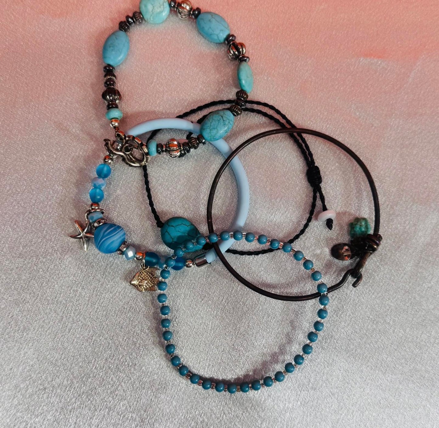 Stylish Turquoise Beaded Bracelet Set