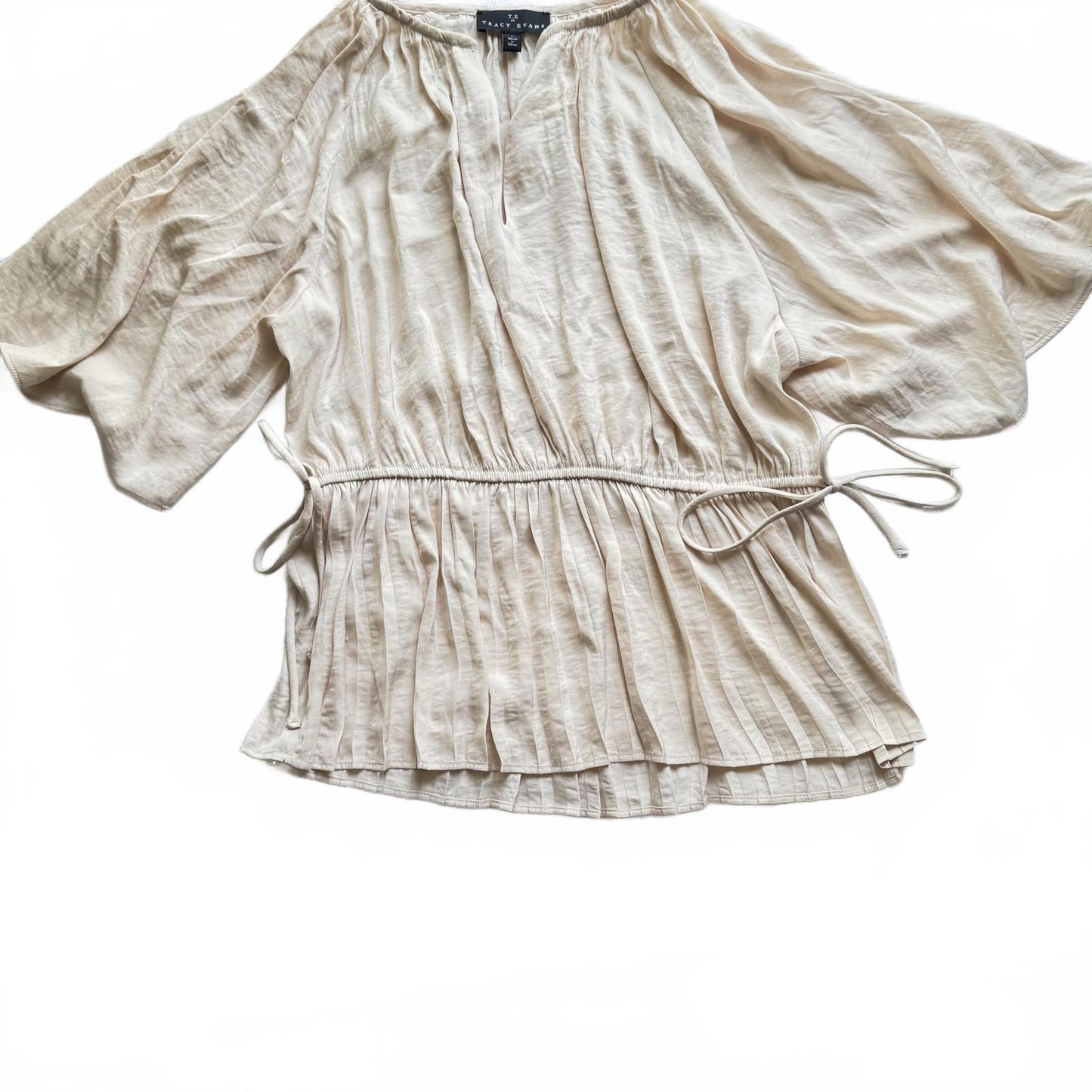 Stylish T.E. by Tracy Evans Cream Blouse - Size L Breezy Summer Fit NWOT