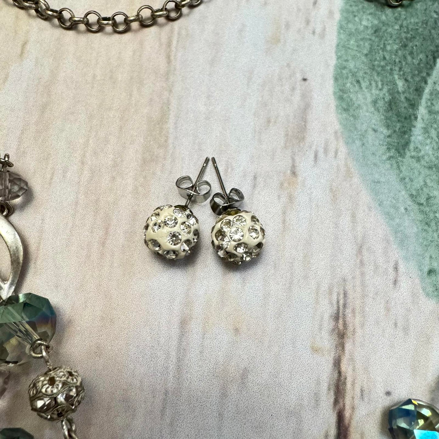 Elegant Multi-Layered Beaded Seafoam Green Color Necklace with Stud Earrings