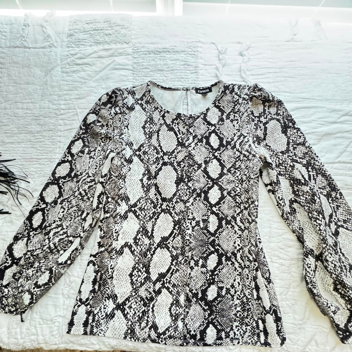 Express Women's Snakeskin Print Long Sleeve Top - Medium