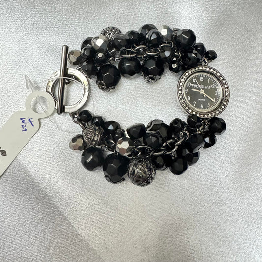 White House Black Market NWT Women's Watch Black Beaded Bracelet OT Untested