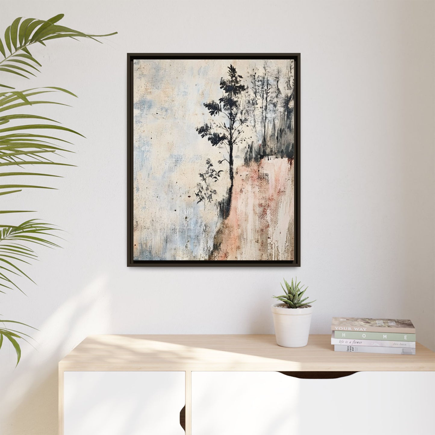 Muted Abstract Nature Art Framed Matt Canvas Art