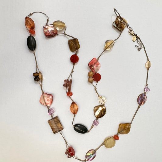 Signed Lia Sophia Colorful Beaded Long Necklace  Beachy BoHo