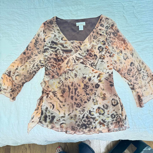New York City Women's Silk Blend Leopard Print Top