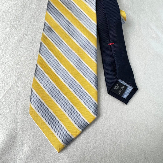 Tommy Hilfiger Striped Silk Tie - Yellow & Blue 100% Silk