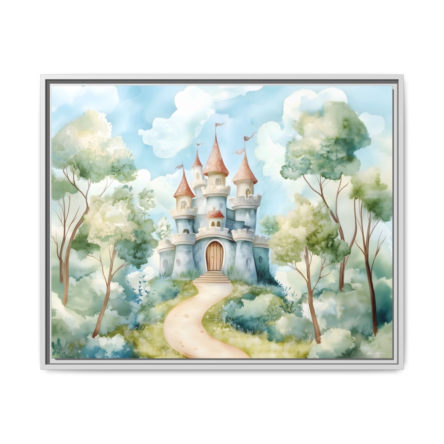 Whimsical Castle Art Print | Framed Matte Canvas for Home Decor