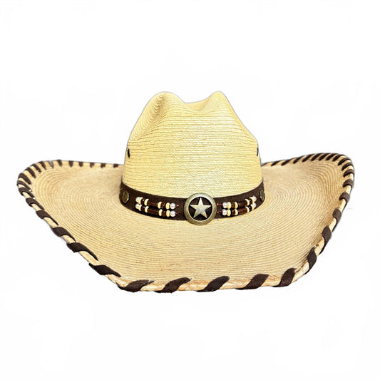 Stylish Western Straw Hat with Decorative Band Women's Size S