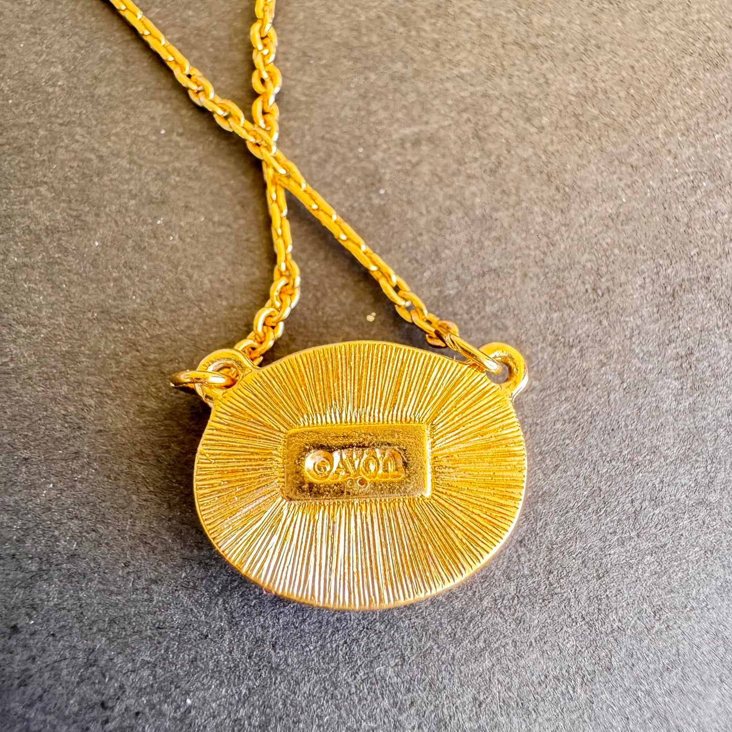 Vintage Avon Gold Tone and Black Pendant Necklace