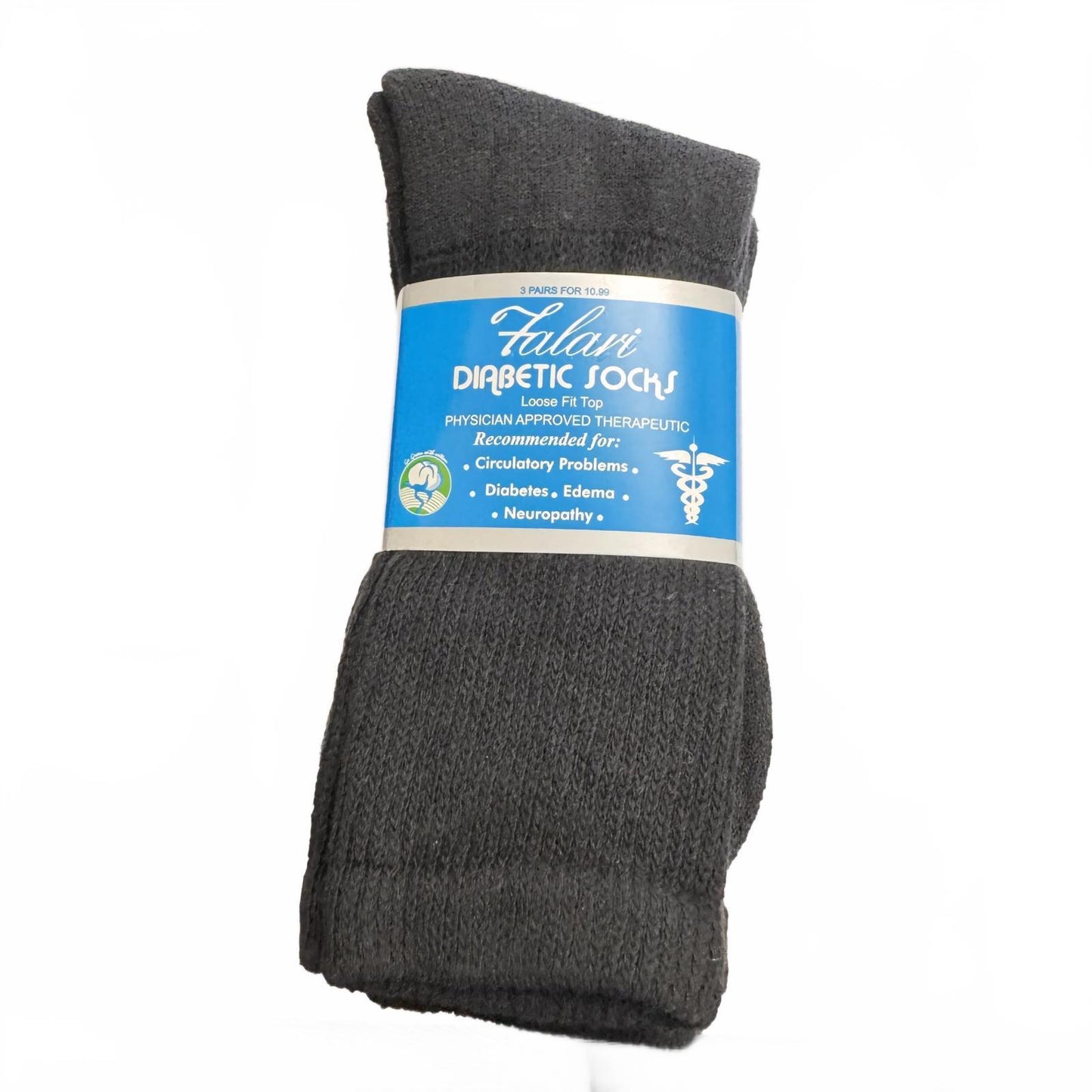 Falari Diabetic Socks - Therapeutic Comfort for Men (3 Pairs) Size 9-11