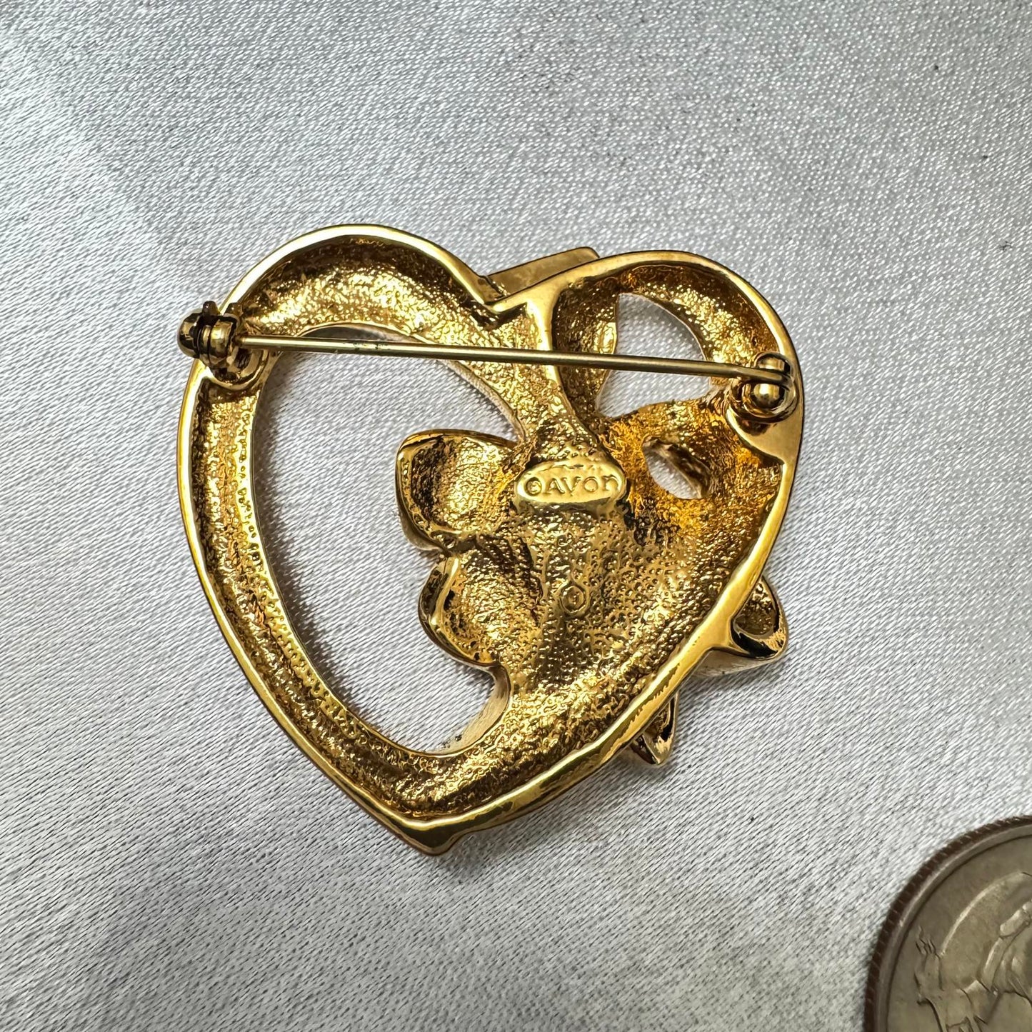 Vintage Avon Heart Brooch with Amethyst Gemstone Still in Box NWOT