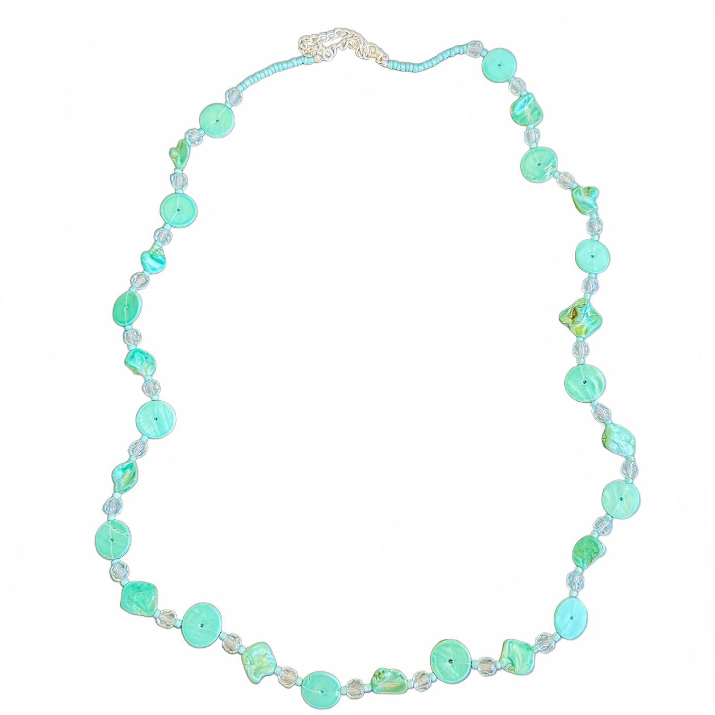Elegant Turquoise Color Shell Beaded Necklace Beachy Boho