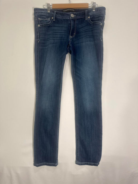 Express Jeans Women's Slim Fit Dark Wash Size 12R With Pocket Design