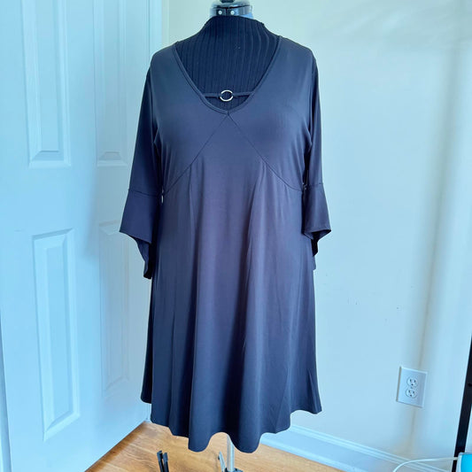 Elegant Black A-Line Dress with Bell Sleeves Sunny Leigh Size XL NWT