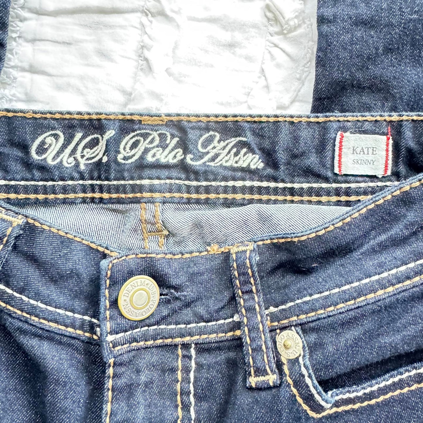 U.S. Polo Assn. Girls Jeans Size 5/6 Blue Stretch Skinny Denim Embroidered Back