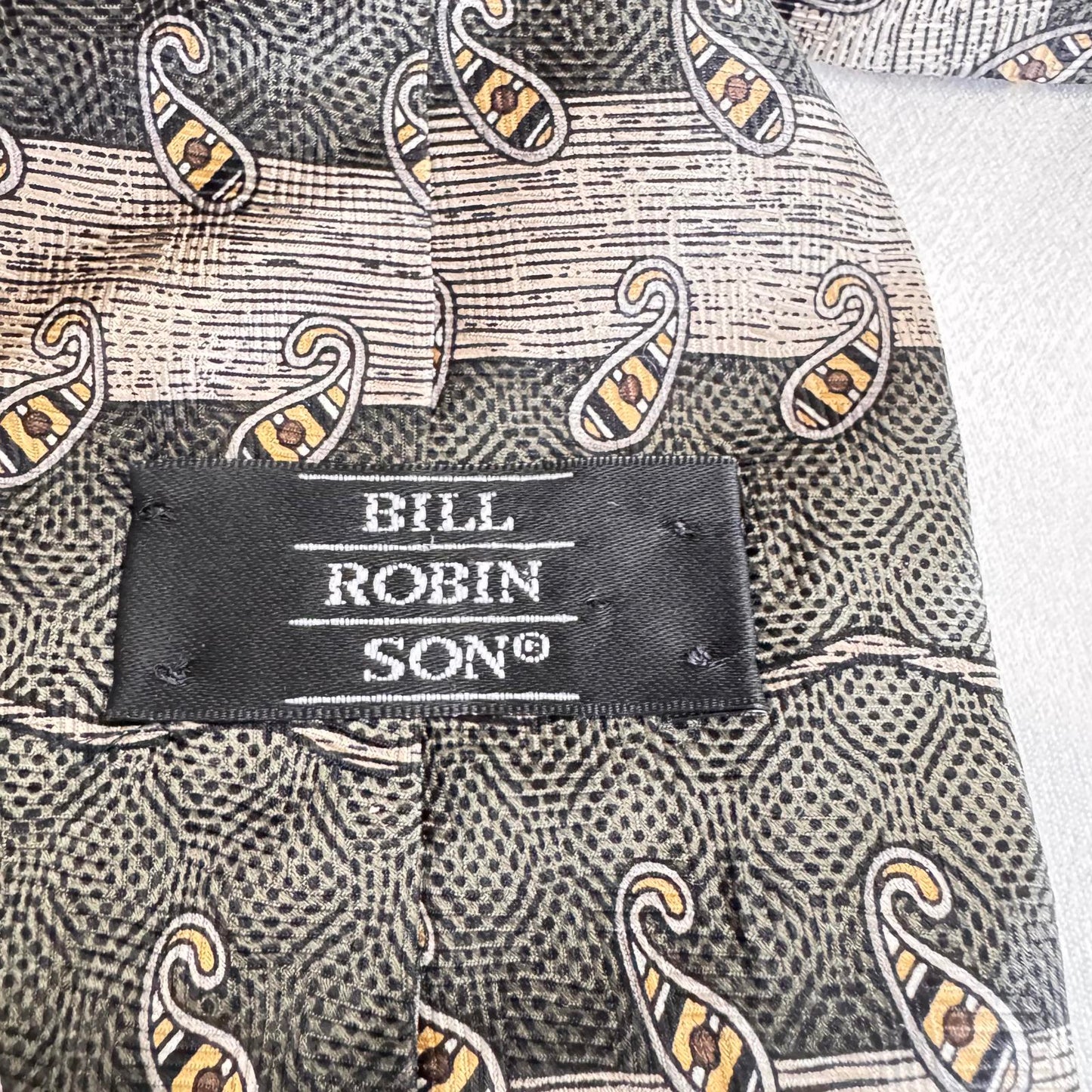 Bill Robinson Silk Tie – Geometric Abstract Pattern – Luxury Necktie